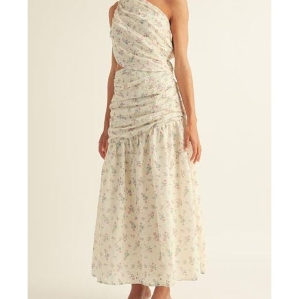 Arose Studio‎ Soleil Eyelet Cutout One-Shoulder Maxi Dress Sz S